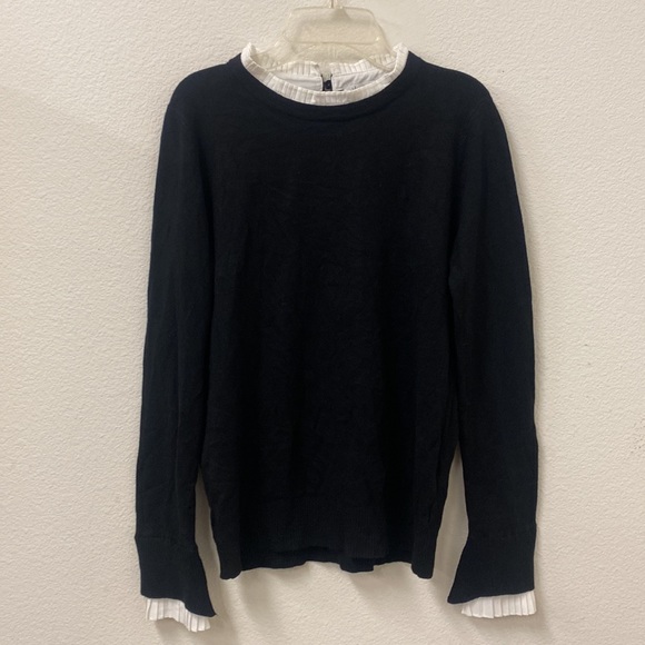 Vila Milano Lush Pleated Collar Black Sweater M - Picture 10 of 14
